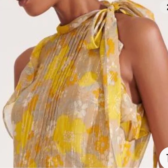 Veronica Beard Dali silk chiffon ruffle pintuck pleat sleeveless blouse floral 8 - Picture 1 of 16